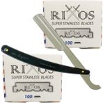 Atamanstore Rixos Super Stainless Yarım Tıraş Bıçağı 2 Adet 100'LÜ Paket | Ali Bıyıklı Ustura | Tıraş Seti - SİYAH USTURA
