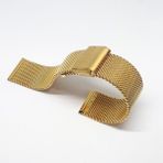 Atasaat Sarı Gold Renk Hasır Kalın Örgü Çelik Kaplama Metal Saat Kordonu 22 mm
