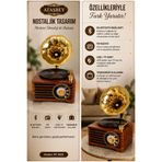 ataşbey RT-603 Özel Plak ve Gramafon Tasarımlı Klasik Retro Nostalji Bluetooth/USB/Sd/ Radyo Mp3 Player Müzik Kutusu