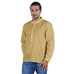 Atasi Henley Uzun Kol Mandarin Yaka Kısa Kurta Bej Erkek Gömlek