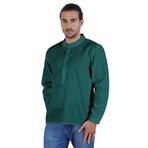 Atasi Henley Uzun Kol Mandarin Yaka Kısa Kurta Cam Göbeği Yeşili Erkek Gömlek
