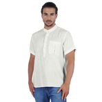 Atasi Kurta Henley Mandarin Yaka Kısa Kollu Cepli Beyaz Erkek T-shirt