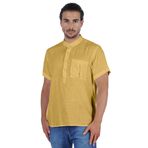 Atasi Kurta Henley Mandarin Yaka Kısa Kollu Cepli Orta Sarı Erkek T-shirt