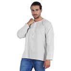Atasi Kurta Hint Uzun Kollu Düz Yuvarlak Yaka Beyaz Erkek T-shirt