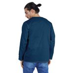 Atasi Kurta Hint Uzun Kollu Düz Yuvarlak Yaka Lacivert Erkek T-shirt
