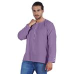 Atasi Kurta Hint Uzun Kollu Düz Yuvarlak Yaka Medium Mor Erkek T-shirt