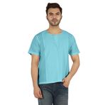 Atasi Kurta Jean Hint Düz Kısa Açık Mavi Erkek Gömlek