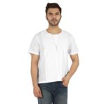 Atasi Kurta Jean Hint Düz Kısa Beyaz Erkek Gömlek