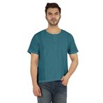 Atasi Kurta Jean Hint Düz Kısa Cam Göbeği Mavisi Erkek Gömlek