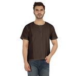 Atasi Kurta Jean Hint Düz Kısa Kahverengi Erkek Gömlek