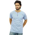 Atasi Kurta Kısa Pamuklu Gök Mavisi Erkek T-shirt
