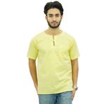 Atasi Kurta Kısa Pamuklu Sarı Erkek T-shirt