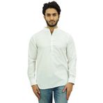 Atasi Kurta Mandarin Yaka Pamuklu Kırık Beyaz Erkek Gömlek