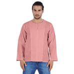 Atasi Kurta Uzun Kollu Pamuklu Yuvarlak Yaka Düz Düğümlü Açık Pembe Erkek Gömlek
