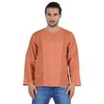 Atasi Kurta Uzun Kollu Pamuklu Yuvarlak Yaka Düz Düğümlü Medium Turuncu Erkek Gömlek