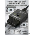 ATAsoft Çift Yönlü HDMI Çoklayıcı Splitter 4K Ekran Monitör Çoğaltıcı Playstation, Xbox ,mi Box, Apple Tv