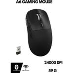 ATAsoft Freewolf A6 Kablosuz Oyuncu Mouse PAW3311 1000 Hz 24000 Dpı Profesyonel Bluetooth Üç Modlu Bağlantı - Siyah