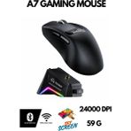 ATAsoft Freewolf A7 Kablosuz Dijtal Ekranlı Oyuncu Mouse PAW3311 1000 Hz 24000 Dpı Bluetooth Mouse - Siyah