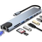 ATAsoft Macbook Pro Air USB Type-C Hub Dönüştürücü Çevirici Çoklayıcı USB Hdmı Micro Sd 8 Girişli Çevirici