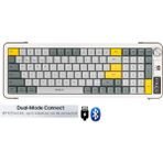 ATAsoft Sessiz Ofis Klavye Bluetooth/2.4g Kablosuz Klavye Bağlantı Ayaklı Ses Kontrollü Ofis Gaming Klavye - Sarı - Beyaz