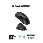 ATAsoft X2 Kablosuz (3 modlu)24.000DPI Oyuncu Mouse PAW3311 Sensör Şarj İstasyon Grip Tape Ve Skatez Hediye