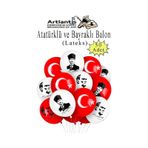 Atatüklü Balon 50 Adet Ata Balon Süsleme 29 Ekim 23 Nisan Kırmızı Beyaz Balon Bayrak Balon Bayram
