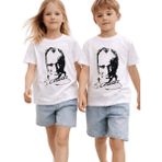 Atatürk Baskılı Çocuk Tişört – Kız & Erkek Çocuk Pamuk T-Shirt (Beyaz, 12 Yaş)