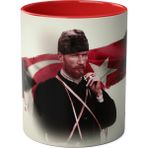 Atatürk Baskılı Kupa Bardak - Kırmızı