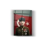 Atatürk Cam Tablo-Atatürk-Bayrak Tablosu-Ev Ve Ofis Dekorasyonu-Okul Duvar Tablosu Ev & Mobilya Kırmızı 60 x 90