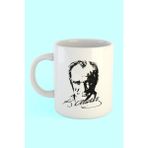 Atatürk Çizim Baskılı Kahve Kupası - Beyaz - 199 ml