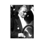 Atatürk Dekoratif Siyah Beyaz Kanvas Tablo Talya (50x70 cm)