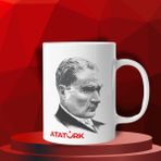Atatürk Illüstrasyonlu Kahve Kupası – Efsanevi Liderin Zarafeti - Beyaz - 330 ml