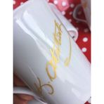 Atatürk Imza (Metalik Sarı) Kupa - Beyaz - Metalik Altın - 285 ml