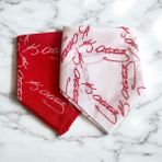 Atatürk Imzalı Kırmızı ve Beyaz 2'li Renk Unisex Cotton Bandana Fular 23 Nisan Bandana - 55 - 55 - Kırmızı - Beyaz