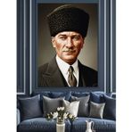 Atatürk Kalpaklı Portre Resmi Dekoratif Kanvas - Mdf Ahşap Tablo