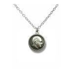 Atatürk Madalyon Figürlü Gümüş Renk Unisex Kolye –Metal Zincirli Takı