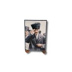 Atatürk Masaüstü Ahşap Tablo - Kabartmalı Baskı Şık Hediyelik 11x16 cm No 2