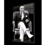 Atatürk Portresi Cam Tablo, Ev ve Ofis Duvar Dekoru, Hediyelik Büyük Temperli 4 mm Cam Tablo