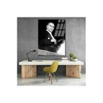 Atatürk Portresi Cam Tablo Şapka Tutan Atatürk Tablosu Ev Ofis DekoruDuvar Tablosu