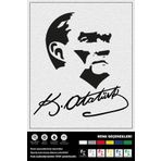 ATATÜRK RESİM VE İMZA STICKER 30 x 33 cm
