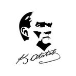 Atatürk Silüet Ve İmza Sticker 17X17 Cm Siyah