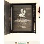 Atatürk Temalı Defter Kalem Anahtarlık Özel Ahşap Kutulu Premium Hediye Rebap Renk