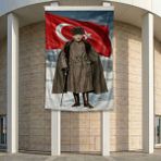 Atatürk ve Türk Bayrağı Poster Bayrak Premium Raşel Kumaş ATA72 2X3M