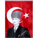 Atatürklü Bayrak 100X150 Atalı Türk Bayrağı - Kırmızı - Beyaz