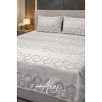 Atay Home Geometrik Desenli Modern Çift Kişilik Yatak Örtüsü Takımı 240X250 - Beyaz - Gri - 240 x 250 cm