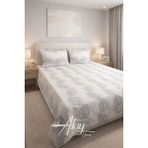 Atay Home Yaprak Desenli Modern Çift Kişilik Yatak Örtüsü Takımı 240X250 3 Parça Beyaz Renk - Beyaz - Gri - 240 x 250 cm