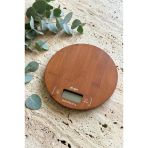 Atbyhome Akasya Yuvarlak Dijital Mutfak Terazisi - 5 Kg Kapasite - Bambu Desenli Hassas Tartı