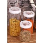 Atbyhome Lengo 3’lü 1200-1600-850 ml Mühürlü Vakumlu Borosilikat Cam Erzak Saklama Kavanozu