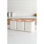 Atbyhome Valverdi - 3'lü 10 Parça Kaşıklı Bambu Görünümlü Tezgah Üstü Plastik Baharat Bakliyat Kavanoz Seti - Beyaz - 1 Adet - 700 ml