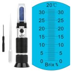 ATC, Brix Okuyucu Ölçer Refraktometresi, Brix% 0-32 Meyvede Şeker İçeriğinin Ölçülmesi, Yedek Brix Hidrometre Seti için Sakkarimetre Refraktometre